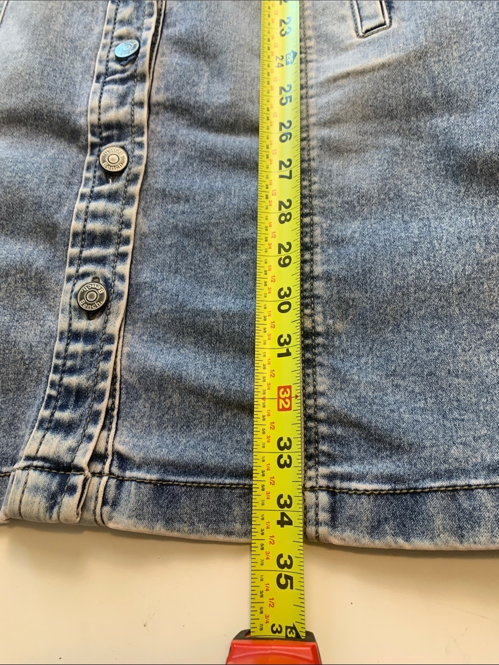 Bench Light Blue Denim Short-Sleeve Button-Up Mini Dress Stretch Pockets - Picture 8 of 14